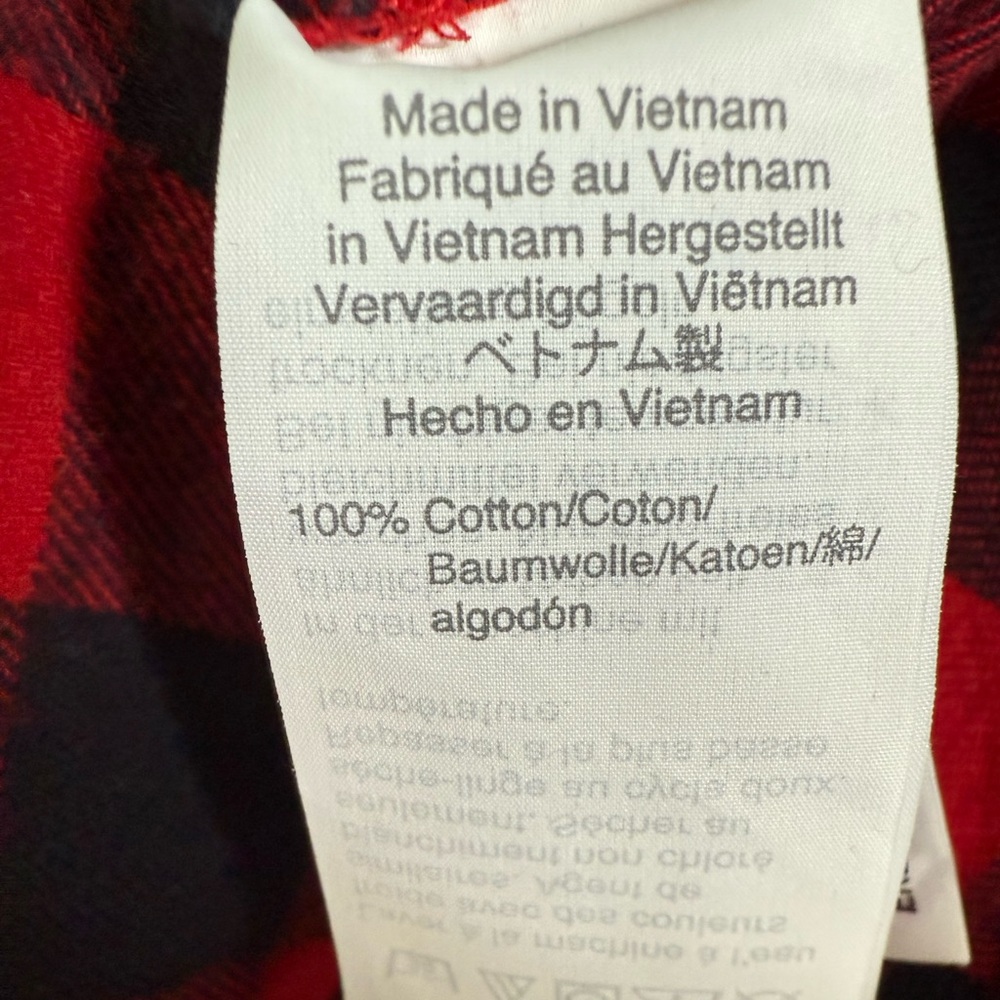 Madewell Women’s Red Buffalo Check Plaid Flannel Shirt Large Popover Top Button - Picture 11 of 12